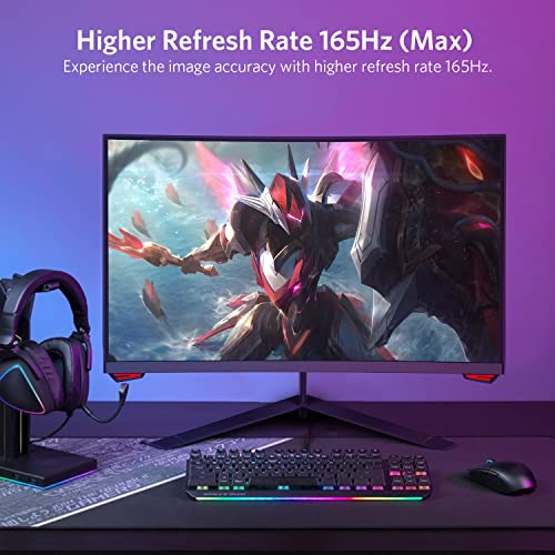 Image of 24'' 165Hz Refresh Rate Curved Monitor Full HD 1080P with HDMI Display Ports, VESA Compatible, Free-Tearing Eye Care Monitor for Home Office and Gaming (DP Cable Included)