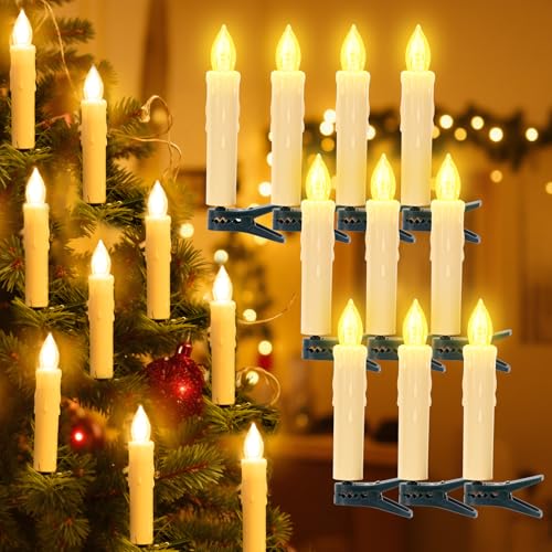 LuJasi Christbaumkerzen Led Kabellos mit Fernbedienung,4 Modi 10er Led...