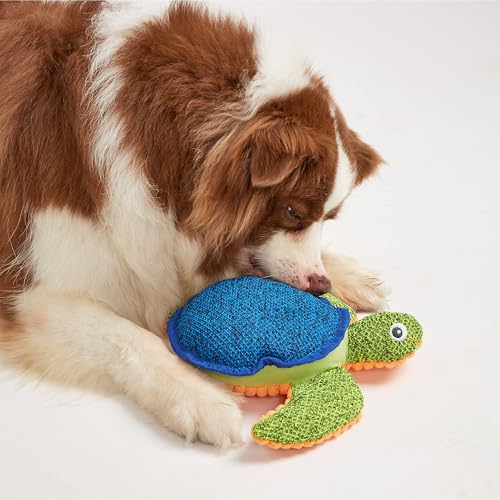 Image of BarkButler x FOFOS Summer Sea Turtle Dog Toy - Plush & Squeaky Toys for Dogs, Dog Toys for Medium Dogs (0-20kgs) - Green