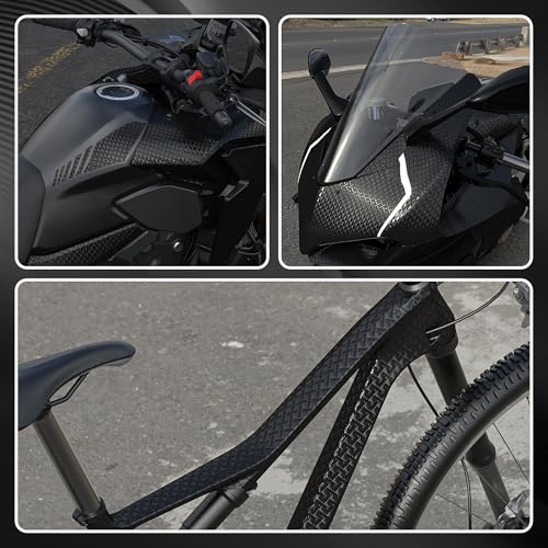 Image of Lypumso Carbon Fiber Vinyl Wrap, Gloss Black Vinyl Film with Air Release Suitable for Auto Exterior Interior Decor, Grid Brushed Metal Self Adhesive Decal for Cars (Black Small Square, 1ft x 5ft)