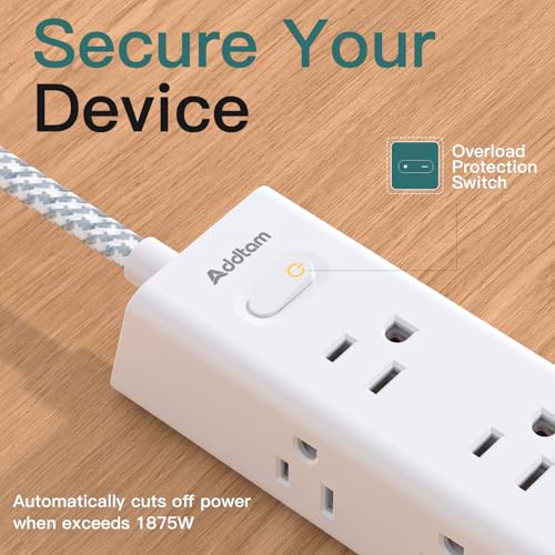 Surge Protector Power Bar - 10 FT Extension Cord, Power Strip with 12 Widely AC Outlet 4 USB, Flat Plug, Wall Mount Overload Protection, 1050J, Desk Charging Station for Dorm Home  image 5