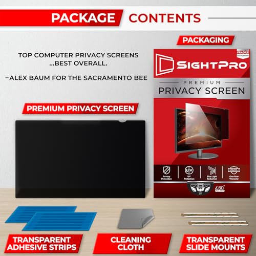24 inch Computer Privacy Screen Filter (Black) - Privacy Protector for 24" 16:9 Widescreen Monitor