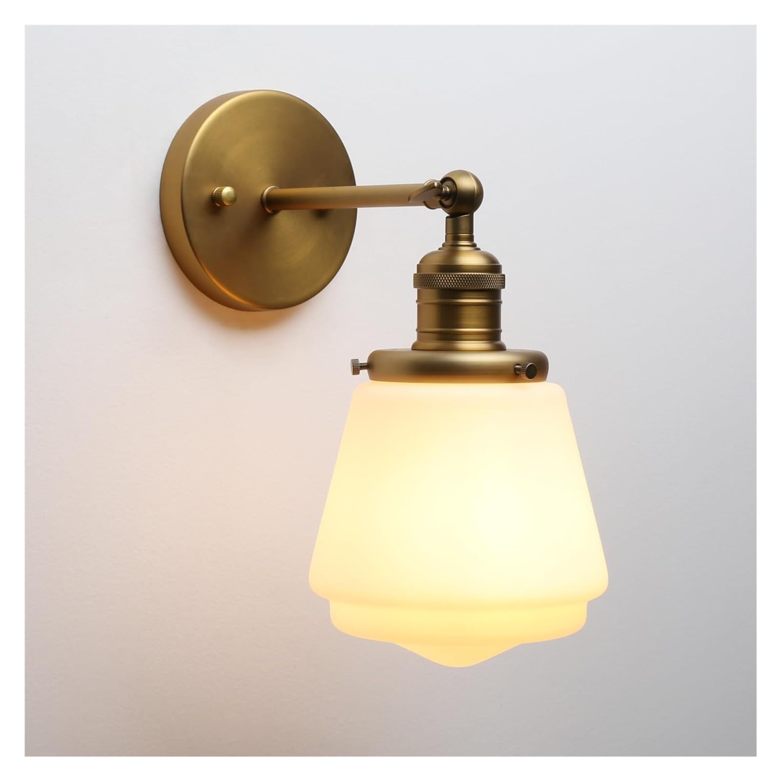 KHUKHU 1-Light Vintage Wall Sconce Light Fixture with Milk White Glass Shade, Industrial Indoor Wall Lamp for Living Room Bedroom Bathroom Over Kitchen Sink(B)