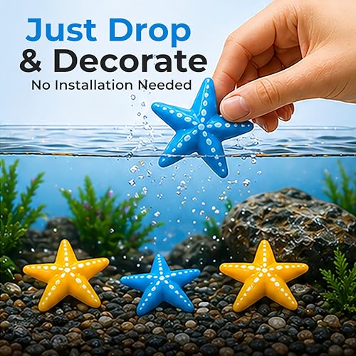 Image of Brewish Starfish for Bubble Lamp, Fake Fish Aquarium Decor for Bubble Tube Lamps, Fish Tank Accessories Floating Fishes Toy for Swimming - 12 Piece Set