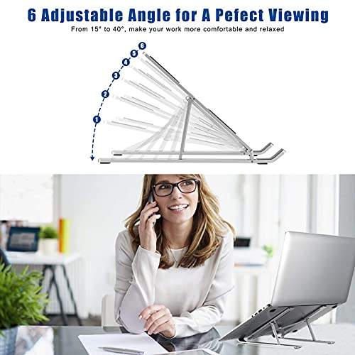 Cocni Laptop Stand Adjustable Computer Stand Aluminum Riser Holder Compatible With Macbook Air Pro, Hp, Dell, More 10-15.6” Laptops Collapsible And Non-Slip Metal #TOP1