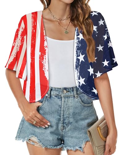 Image of ZNVGIRL Women Shrug Chiffon Cardigans Open Front Short Sleeve Bolero for Evening Dressy 2026