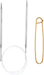 Generic Agulhas de tricô circulares de aço inoxidável de 101,6 cm, agulhas de tricô de 8/5 mm, 15 cm com suporte de ponto de tricô para tricô rápido, ponta a ponta, cachecóis, colares