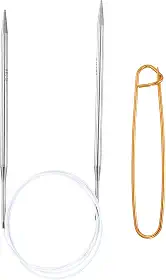 Generic Agulhas de tricô circulares de aço inoxidável de 101,6 cm, agulhas de tricô de 8/5 mm, 15 cm com suporte de ponto de tricô para tricô rápido, ponta a ponta, cachecóis, colares