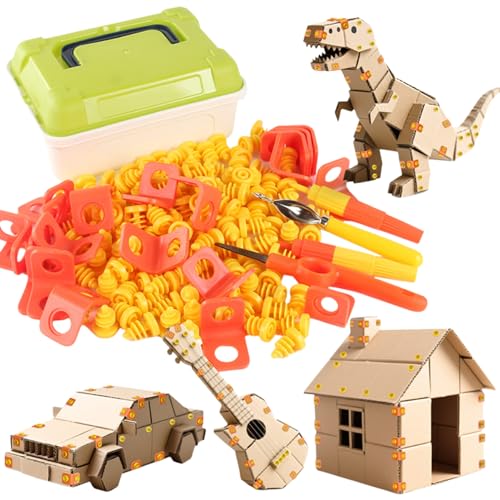 Kit de construction en carton anti-ennui avec outils pour enfants créatifs et autonomes