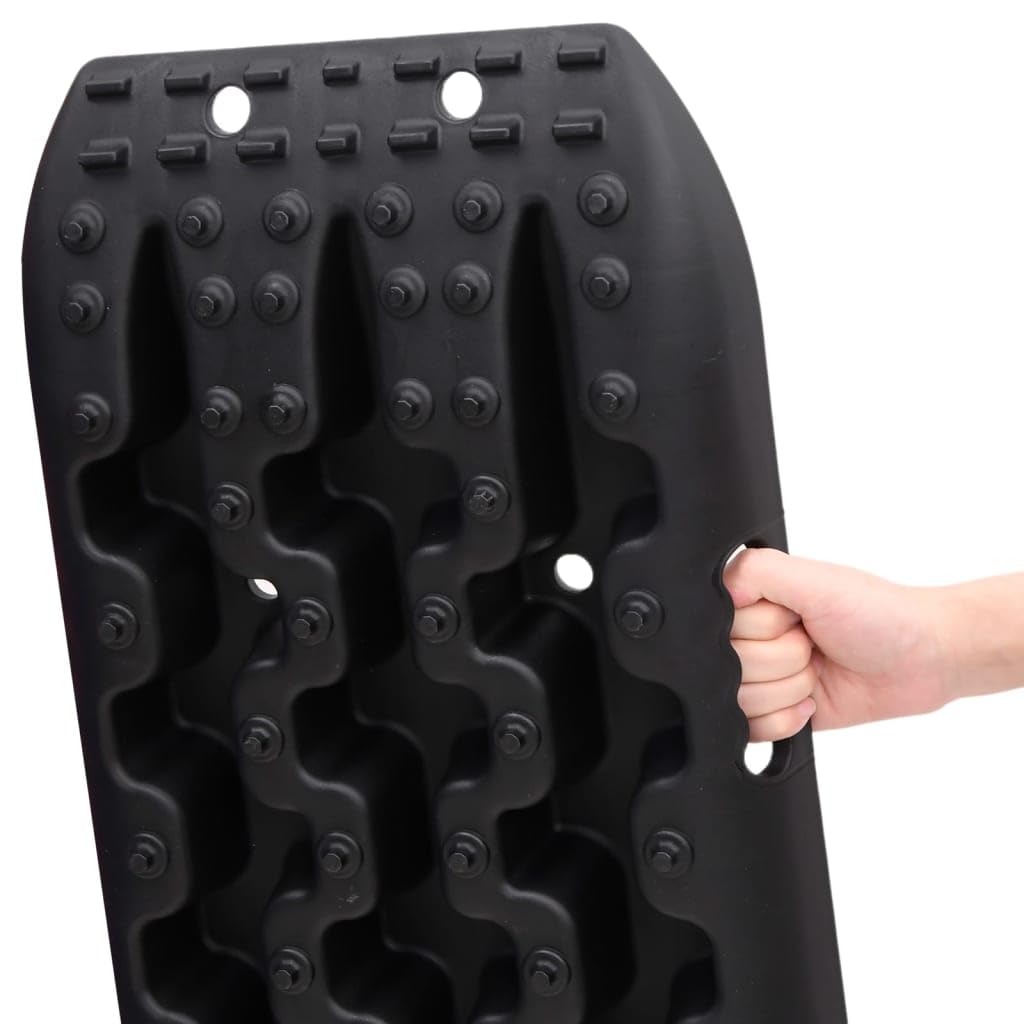 Traktionsmatten 2 Stk. Schwarz aus verstärktem Nylon, 106 x 30,5 x 7 cm, bis 10 Tonnen Traglast, für Auto Notfallwerkzeug, Outdoor und Krisenvorsorge bei Schlamm, Schnee oder Unfall