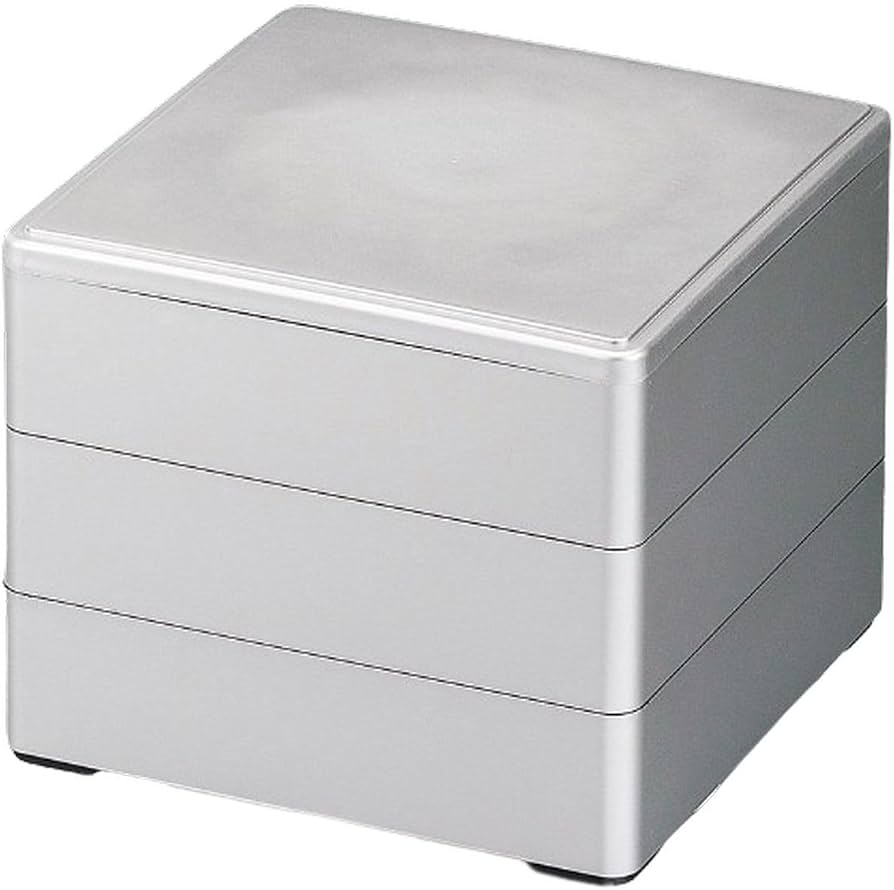 重箱　(3段） Amazon｜J-kitchens 重箱 3段 5.5寸 彩 お重箱 銀 16.7cm x 16.7cm x