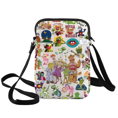 BWWKTOP Frog Crossbody Bag Piggy Fans Gift Fozzie Bear Sling Bag Gonzo & Rowlf the Dog Merchanddise (Frog&Piggy-XK B)
