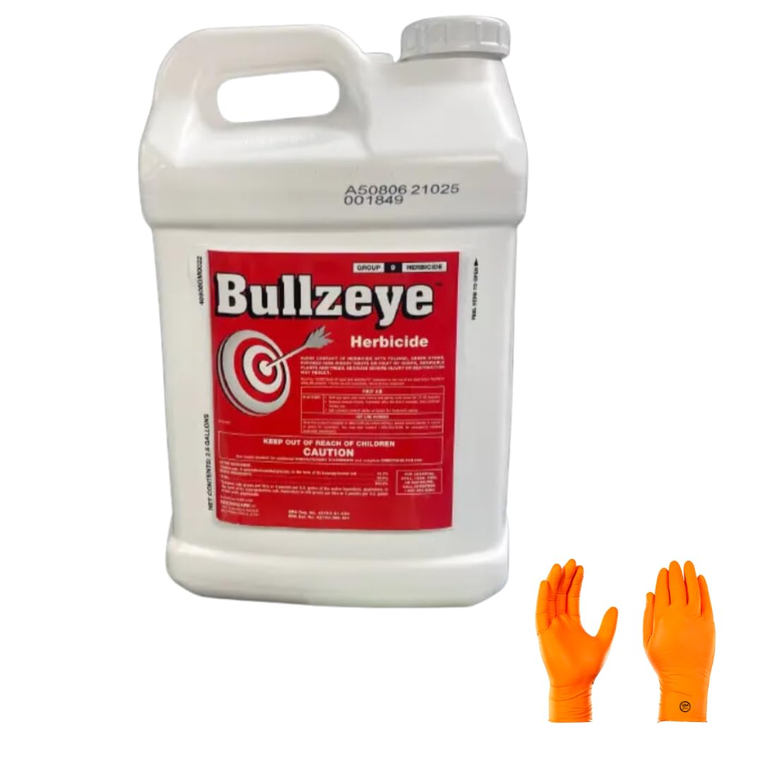 Amazon.com : Bullzeye Herbicide 41% Glyphosate  2.5 Gallon | Premium USA  Supply Gloves for Safe Eradication | USA Supply Pest ID Card : Patio, Lawn  & Garden