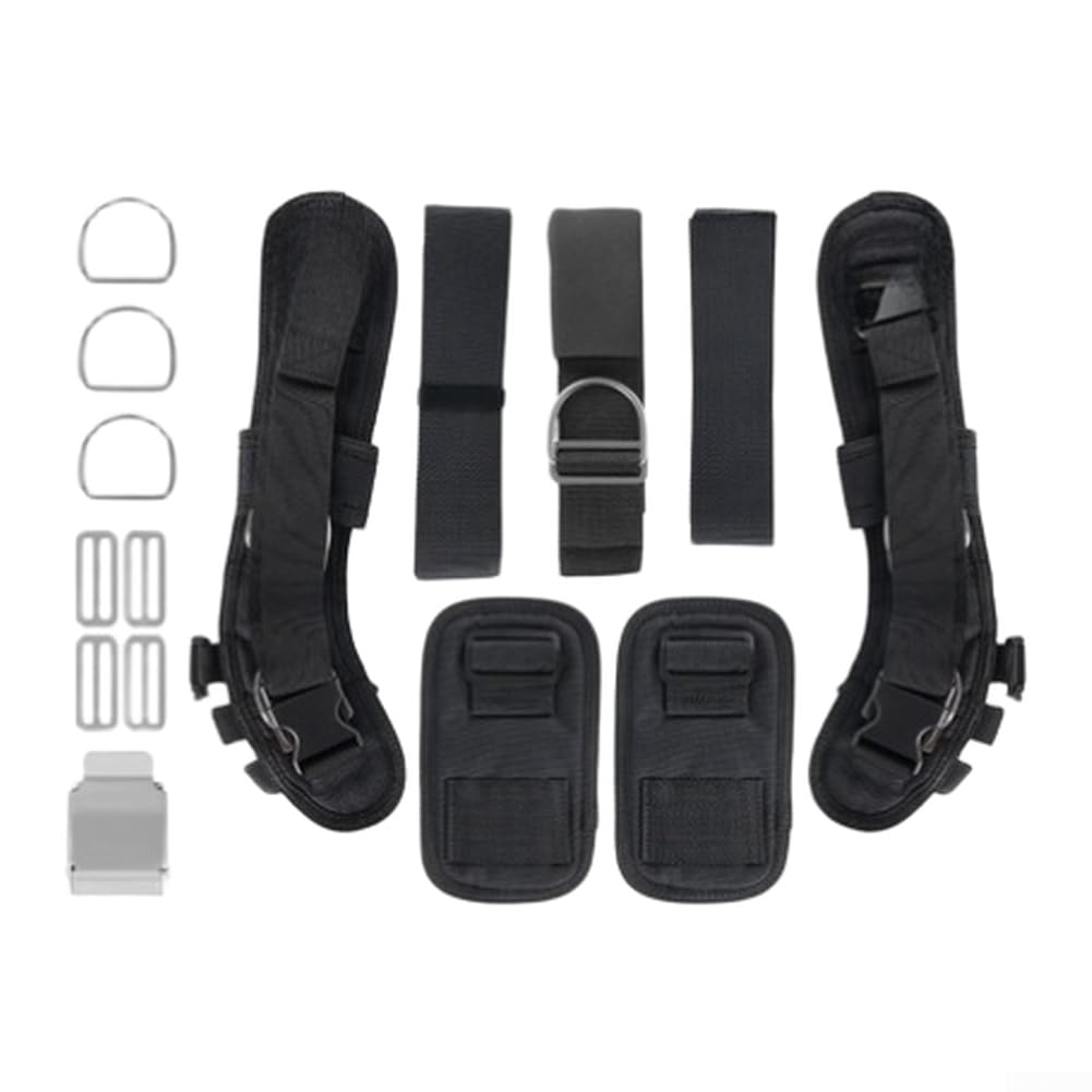 Cómodo arnés de buceo con soporte en la entrepierna | Diseño modular ajustable, ajuste personalizado para buceadores, correas de hombro seguras, material de nailon negro