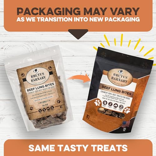 BRUTUS & BARNABY Beef Lung Bites for Dogs - 100% Single Ingredient Dog Treat Made in USA - Protein Packed, Crunchy, Healthy Dog Treats - Grain Free, Rawhide Free, No Additives - Thumbnail 2