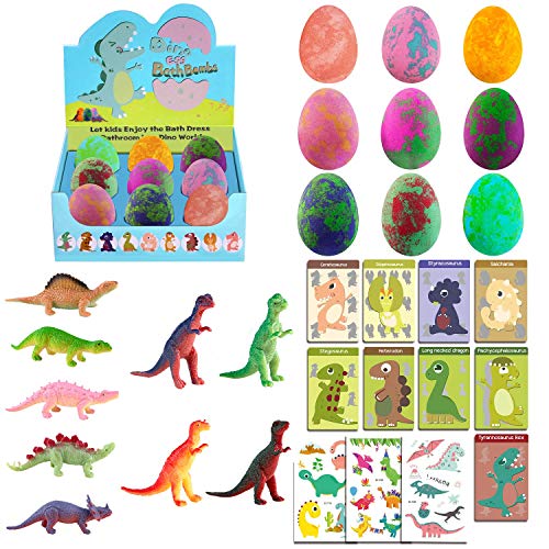 Bath Bombs For Kids With Surprise Toys Inside-9 Pack Organic Dinosaur Bath Bombs Gift Set,Bubble Bath Fizzes,Birthday Or Easter Gift For 3 4 5 6 7 8 9 Year Old Girls And Boys (9 Pack) #TOP6
