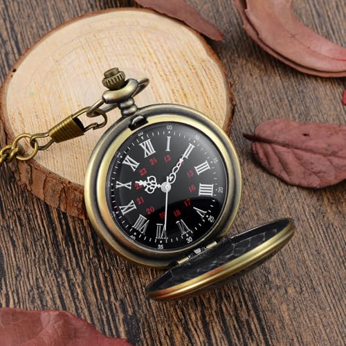 LYMFHCH Vintage Pocket Watch Roman Numerals Scale Quartz Pocket Watches with Chain Christmas Graduation Birthday Gifts Fathers Day3