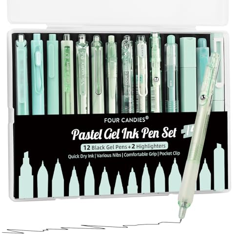 Set Four Candies 12 bolígrafos gel pasteles con estuche miniatura 2