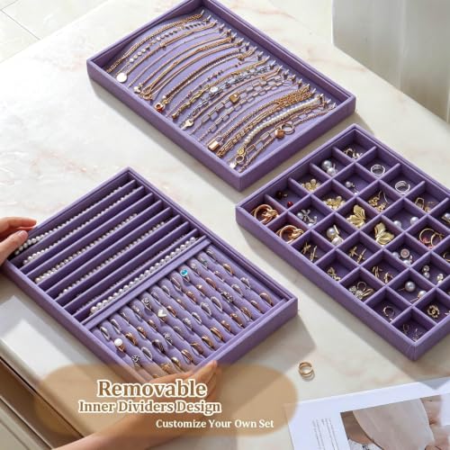 Image of Large Velvet Jewelry Tray Display Drawer Inserts 2 Pack