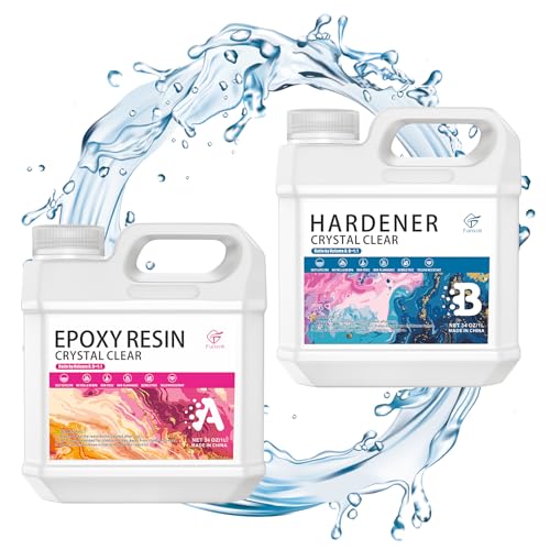 Funxim Epoxidharz set, 2L/68oz Clear Epoxidharz mit härter 1: 1 Verhältnis Glasklar Gießharz Set Ungiftiges Epoxy Resin für Kunstgießharz, Schmuckherstellung, Formen, DIY Crafts