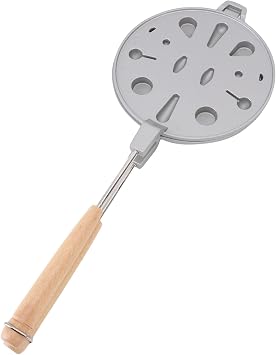 Walnut Cookie Mold, Nonstick Aluminum Alloy Oreshki Mold with Composite Wood Handle, 12 Cavity Nut Cookies for Home Kitchen Baking Cakes and Cookies Silver