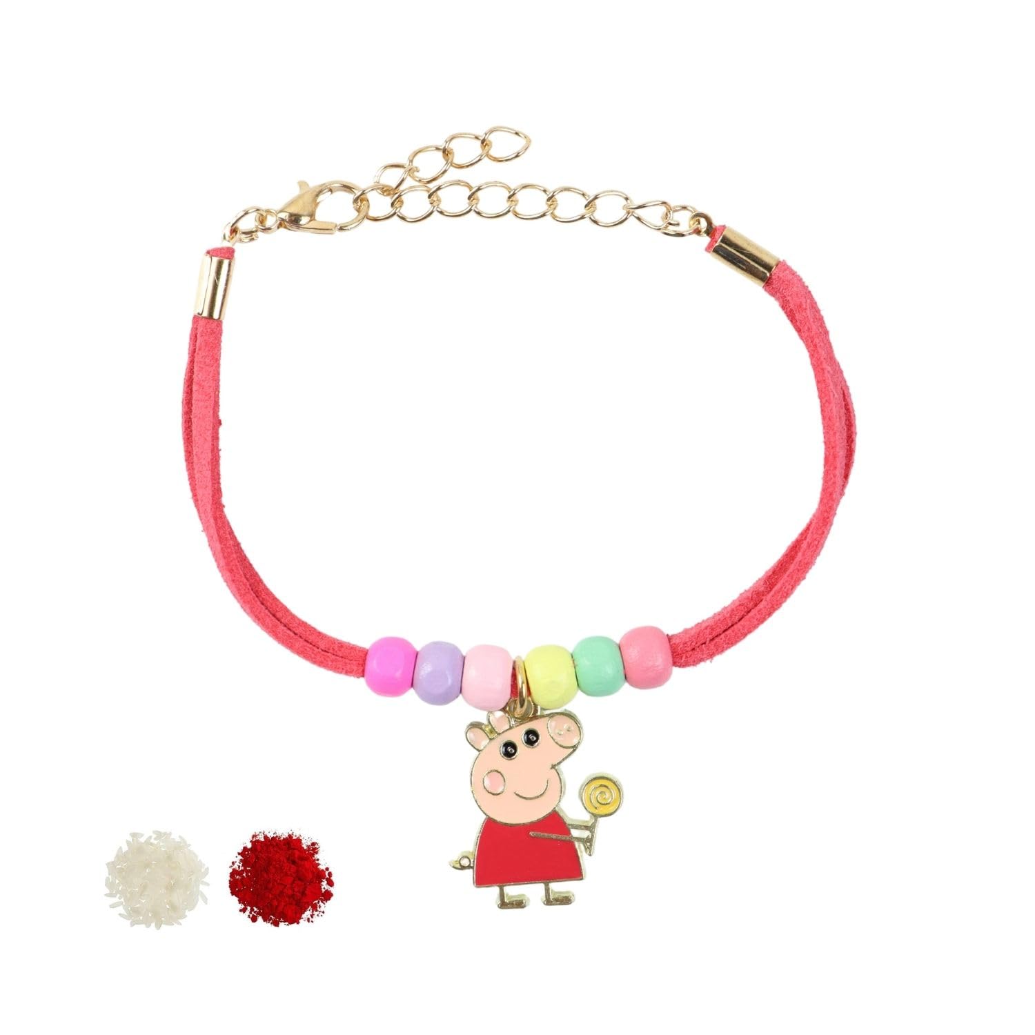 Bracelet Rakhi for Kids Brother Bhai Bhaiya Peppa Pig Cartoon Adjustable Size Rakhi with Roli Chawal One Unit Boys Girls Pink-image-13