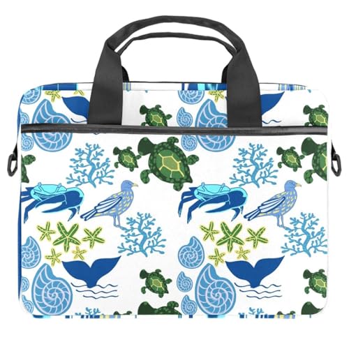 Housse sacoche ordinateur 13 14 pouces bandoulière bleu et multicolore