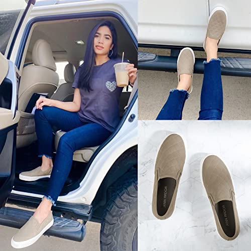 Image of JENN ARDOR Womens Slip On Sneakers Perforated /Quilted Casual Shoes Fashion Walking Flats