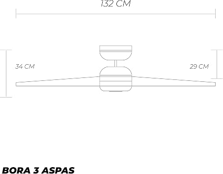 Bora Model Ceiling Fan | 52 Inch (132 cm), 3 Reversible Blades and Chain Control | Nickel