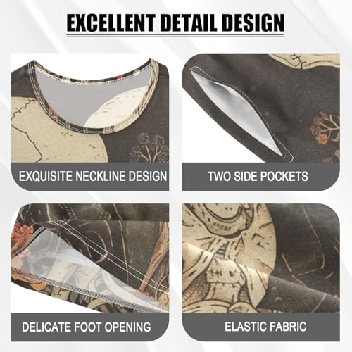 ALAZA Romantic Skeletons and Flowers Pajama Set Short Sleeve Sleepwear Soft Lounge Nightwear4