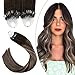 Produktbild Ugeat Cold Fusion Extensions Echthaar Loop Microring #4/18/4 Dunkelbraun Balayage Ombre Aschblond 40cm Micro Bead Remy Haare Extensions Echthaar mit Microring 1Gramm 50Strähnen