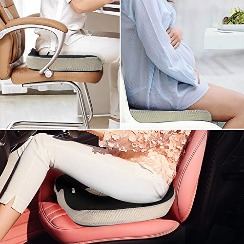 Seat Cushion, Feagar Memory Foam Chair Pad/Coccyx Pillow for Car Seat, Office/Computer Chair and Wheelchair, Orthopedic Breathable+Ergonomic for Sciatica, Tailbone Pain Relief