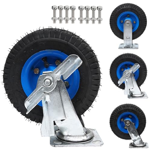 Roue pneumatique fixe et rotative pour chariot de jardin robuste