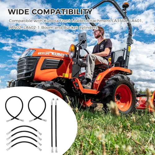 Hydraulic Hoses Kit Compatible with Kubota LA350A LA401 LA402 LA402-1, Replace for 7J303-76610/75535-66620/7J999-95562 Boom＆ Bucket Cylinder Hoses by JGMZTZT - Image 3