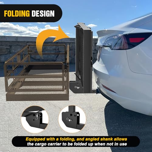 Image of Nilight 60 inch x 24 inch x 14.4 inch Carrier with Stabilizer Fits 2-inch Receiver 500 Lbs Heavy Duty Capacity Luggage Basket Fold Up for SUV Pickup Camping Traveling Capacity Basket