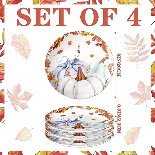 Uiifan 4 Pc Thanksgiving Dinner Plate Ceramic Plate, Stylish Pattern by Uiifan - Used condition - Image 3