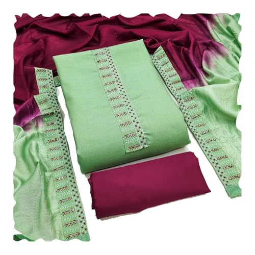 Image of HMP Fashion Womens Bombay Cotton Embroidery Tie Cotton Unstitch dress Material With Chanderi lace bordered Dupatta