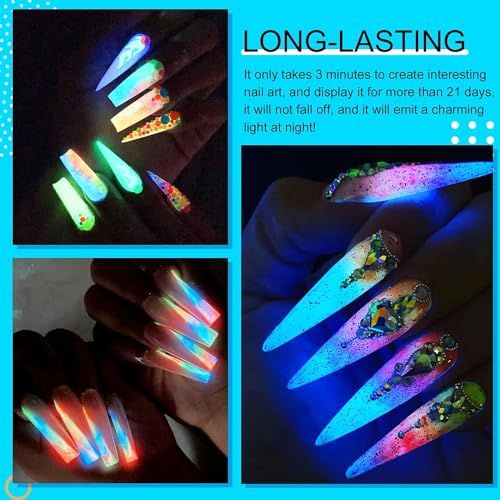 Image of THR3E STROKES Neon Gel Nail Polish Set - Fluorescent Luminous Glow in Dark Gel Polish - Orange, Hot Pink, Blue, Yellow, Green, Purple Vibrant Spring Summer Colors - 7ML (UV /LED Light Required)