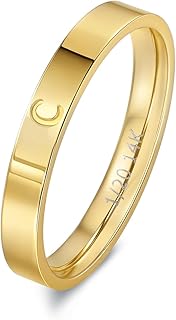 14K Gold Filled Initial Rings for Women Non Tarnish Thumb Rings Wedding Bands for Women Stackable Personalized Letter Rings for Men