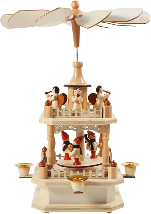 14 Inches Wooden Christmas Pyramid with 4 Candle Holders- Nativity Scene Set-Under The Xmas Tree -Christmas Table Top Decor …