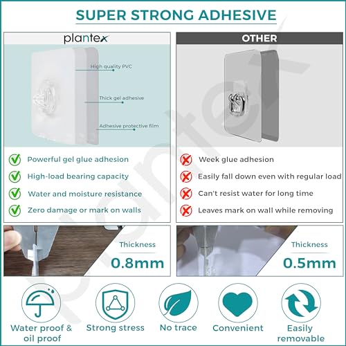 Image of Plantex Bathroom Organiser Without Drill /Shelf for Wall Adhesive Black /GI Steel Shelf for Bathroom with Side Hooks /Washroom Accessories Set - Powder Coated (Pack of 2)
