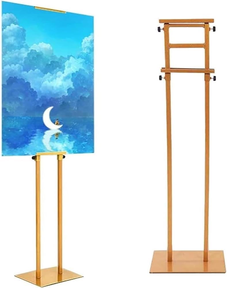Soporte para letreros de doble cara KT, soporte de publicidad ajustable y resistente, soporte de carteles de hasta 83 pulgadas para tablero y letrero de espuma (color: dorado)