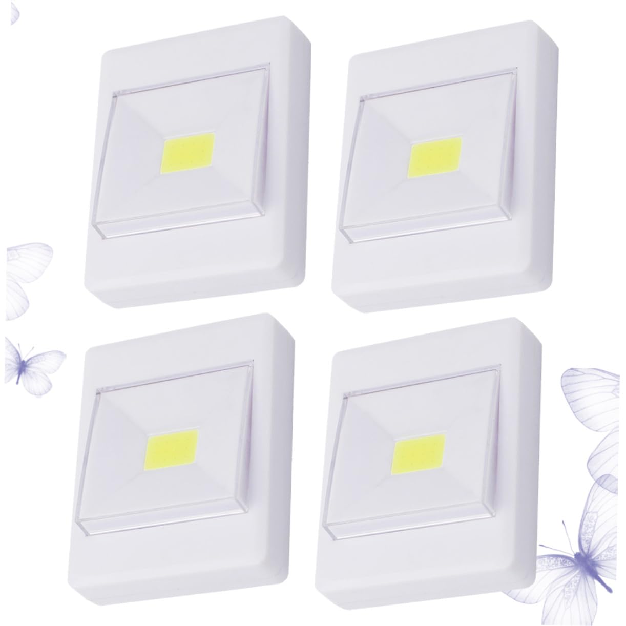 NOLITOY 4 piezas Luces LED Cob para Armario sin Batería Autoadhesivas Luz para Escaleras Pasillos y Cocina Batería Aaa Operada Fácil Instalación