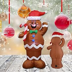 150CM Aufblasbarer Lebkuchenmann mit LED – Lustige Weihnachtsdekoration für Garten & Hof, perfekt für Neujahrsfeiern!