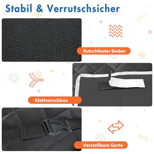 Kofferraumschutz Hund mit Seitenschutz,Wasserdichte Hundedecke Universal Auto Kofferraum,Rutschfeste Hundematte Auto mit Stoßstangenschutz & Taschen, Kratzfest Schutzmatte für SUV Kombi Limousine