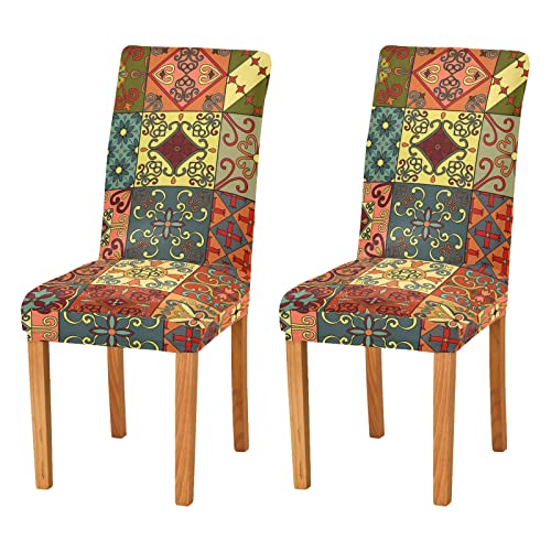 Mandala Mexican Talavera Tiles Dining Chair Covers Set Of 4 Washable Removable Chair Slipcover Stretch Dining Chair Seat Cover For Dining Room Ceremony Party Wedding Hotel #TOP23