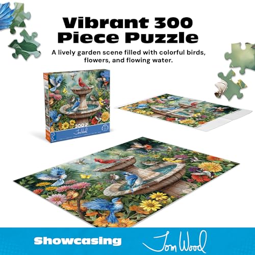Rompecabezas jigsaw CEACO Baño de Aves para Adultos, 300 piezas, incluye póster, escena de jardín con aves, desafío moderado, ideal para adultos y mayores miniatura 2