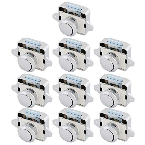 Trycooling Zinc Alloy Push Button Drawer Catch Lock Keyless Door Cupboard Latch Knob