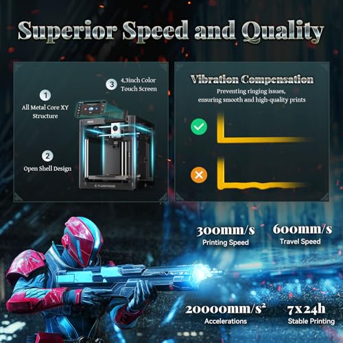 Image of FLASHFORGE AD5X 3D Printer,Multi-Color Printing, 220x220x220mm Build Volume | Max 600mm /s High Speed, CoreXY & Auto Bed Leveling, Large Flow High Temp Direct Extruder, Print Smooth & Precision,Fit PLA-CF