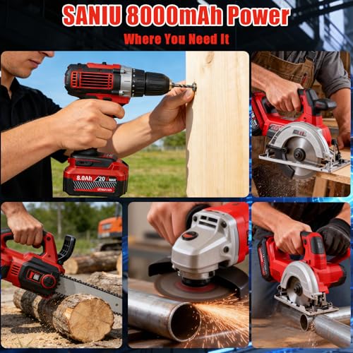 Image of SANIU 20V 8.0Ah Replacement for Craftsman 20V Battery V20 Lithium ion Batteries Compatible with CMCB205 CMCB204 CMCB206 CMCB202 CMCB201 20V Cordless Power Tools (8.0AH, 2 Piece)